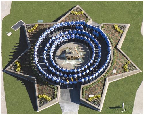 The California Highway Patrol (CHP) Memorial Fountain is located at the heart of the CHP Academy in Sacramento. The memorial resembles the CHP star-shaped badge with an eagle in the center.