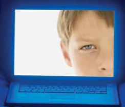 Child's Face on Laptop Screen
