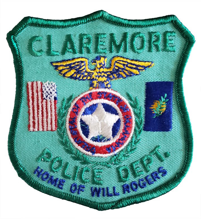 The shoulder patch of the Claremore, Oklahoma, Police Department.