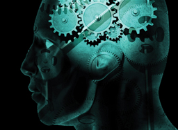 Head with Gears in Brain Area (Stock Image, Smaller Version)