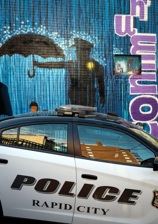 Domestic Violence Mural and Patrol Car