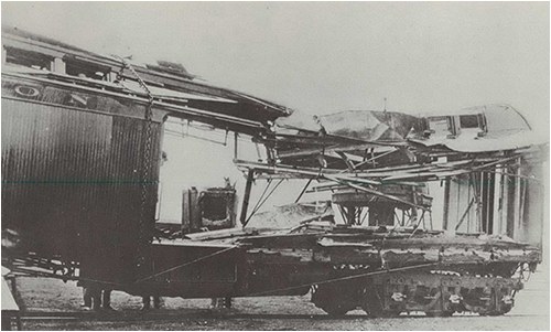 Express car blown up by “The Wild Bunch” at Wilcox, Wyoming on June 2, 1899.