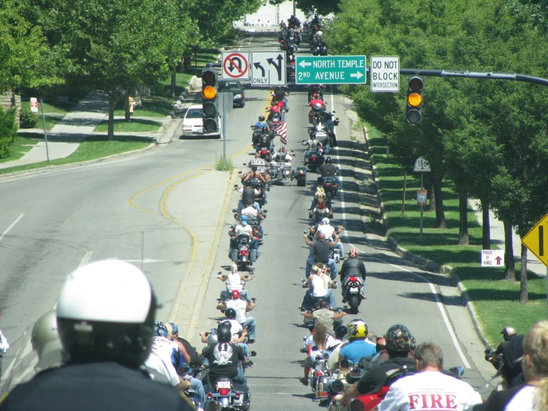 An image of motorcyclists driving in line at the annual Ride for Fallen Officers.
