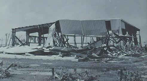 Hurricane Camille smashed into the Mississippi Gulf Coast on Sunday night, August 17, 1969. Gulfport’s new recreational center had been open less than a month when Camille reduced it to shambles.