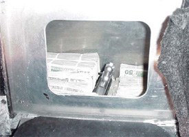 Hidden Compartment with Cash in Vehicle
