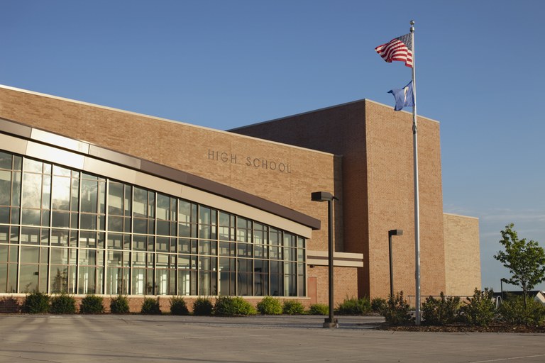 A stock photo of a high school building.