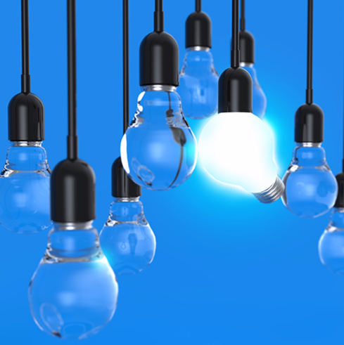 Lightbulbs Hanging from Ceiling (Stock Image)
