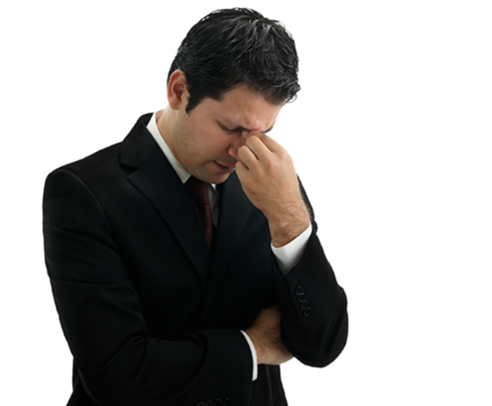 Man Pinching Bridge of Nose (Stock Image)