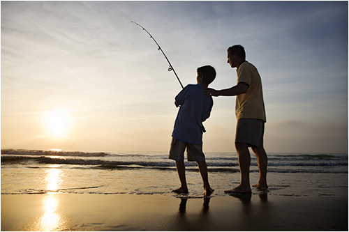 Man and His Son Fishing (Stock Image)
