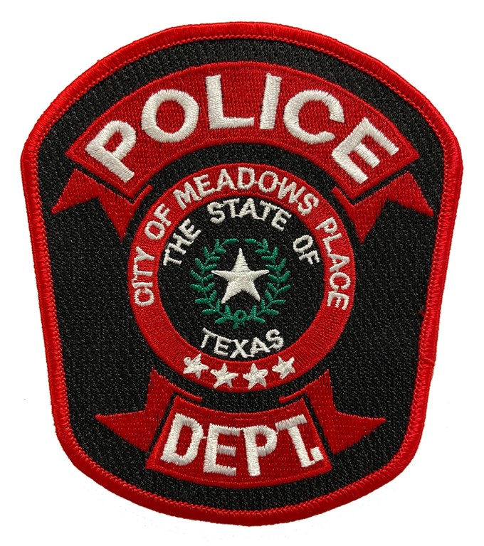 The shoulder patch of the Meadows Place, Texas, Police Department.