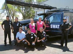 Mexican Police Officers with Amarillo Swat Van
