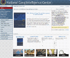 Screen capture of the National Gang Intelligence Center website.