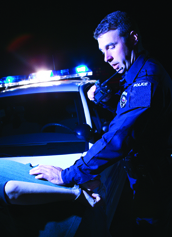 Officer Making an Arrest at Night