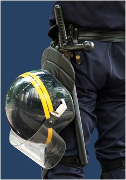 Officer's Belt with Night Stick and Helmet