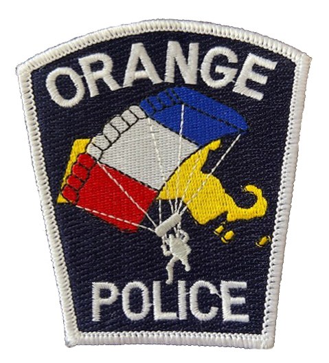 The shoulder patch of the Orange, Massachusetts, Police Department.