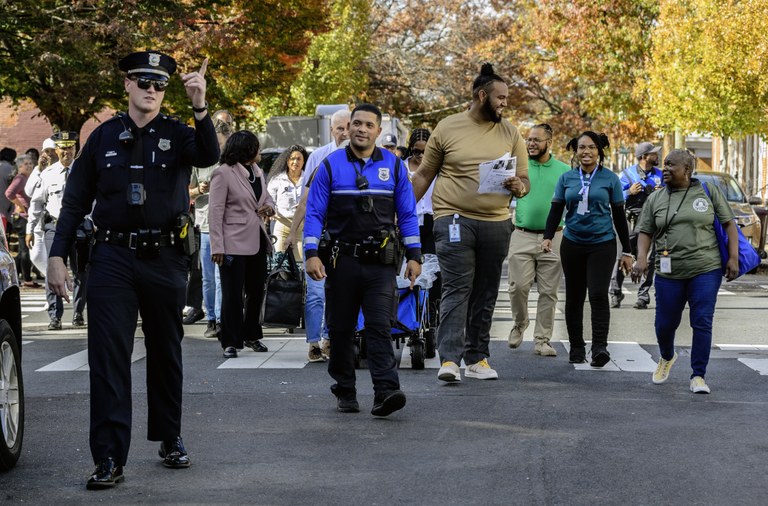 A photo of people participating in the Wilmington, Delaware, Police Department's Community Outreach Walk.