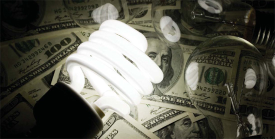 Light Bulbs on Top of Money