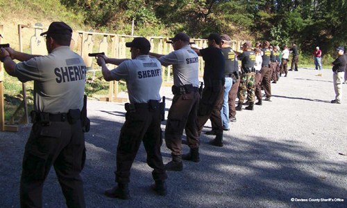 Sheriffas Deputies Shooting Weapons at Gun Range