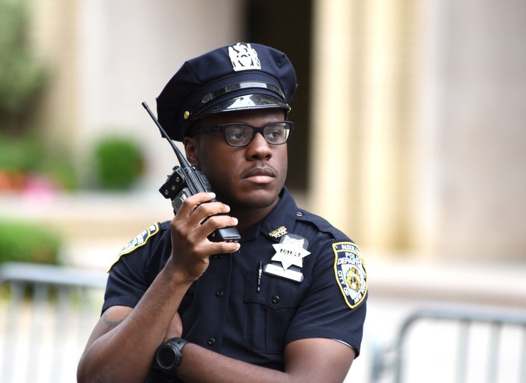 Police Officer Using a Police Radio