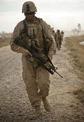 Soldier Walking with Gun