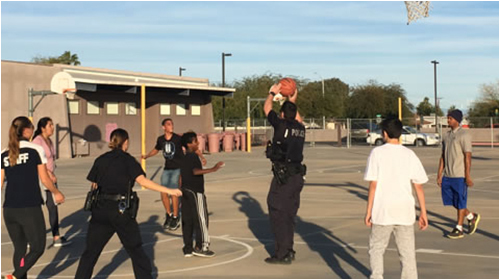Scottsdale Police Department Officers Playing Basketball with Kids