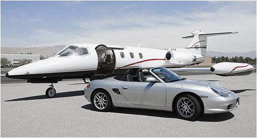 Sports Car and Jet Airplane