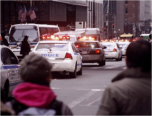 Police Cars on a City Street