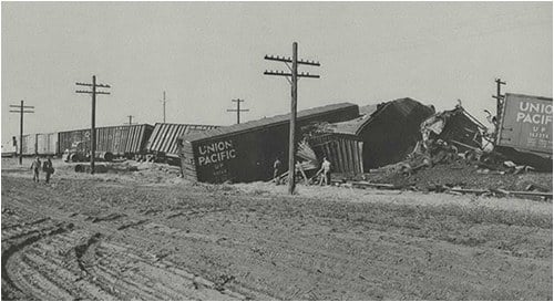 Train derailments are not as prevalent as they once were. Railroad police with the assistance of local law enforcement agencies provide protection against looting. From the February 1977 Law Enforcement Bulletin.