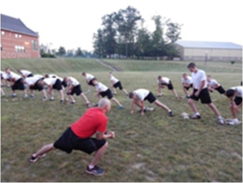 Youth Exercising at Camp Cadet
