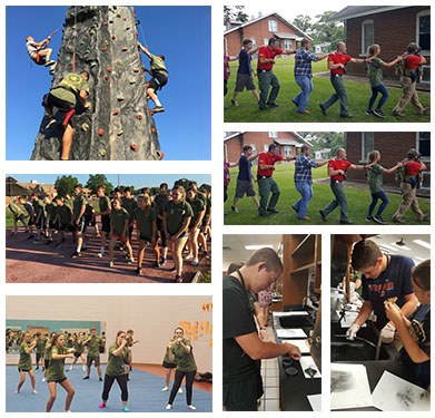 A photo collage of youth participating in activities at the youth leadership program hosted by the Cullman County, Alabama, Sheriff's Office.